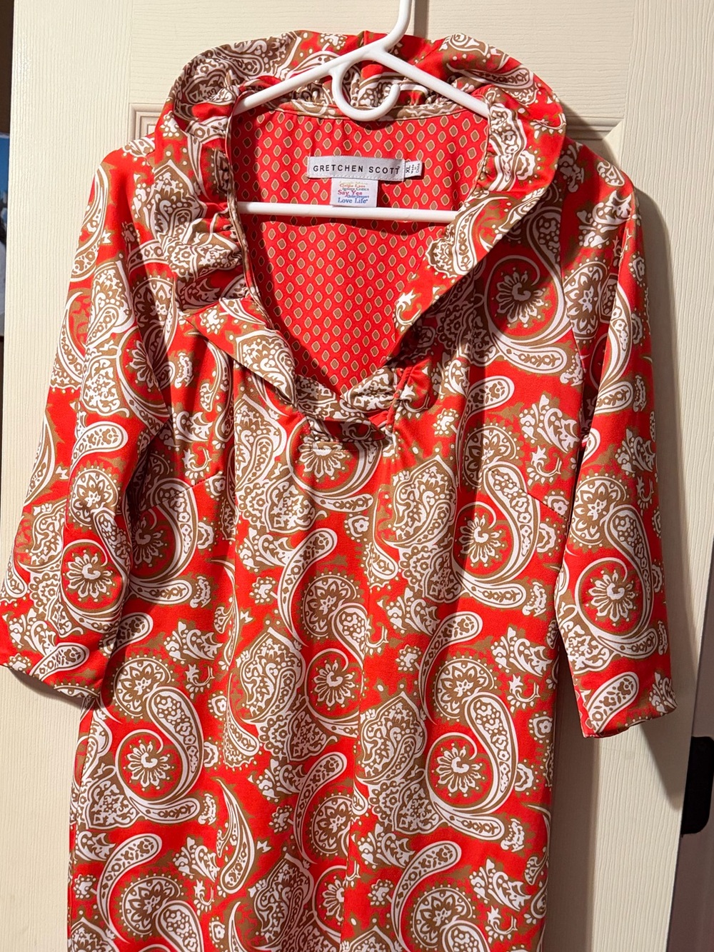 Gretchen Scott Designs Red Paisley Ruffle-Neck Tunic